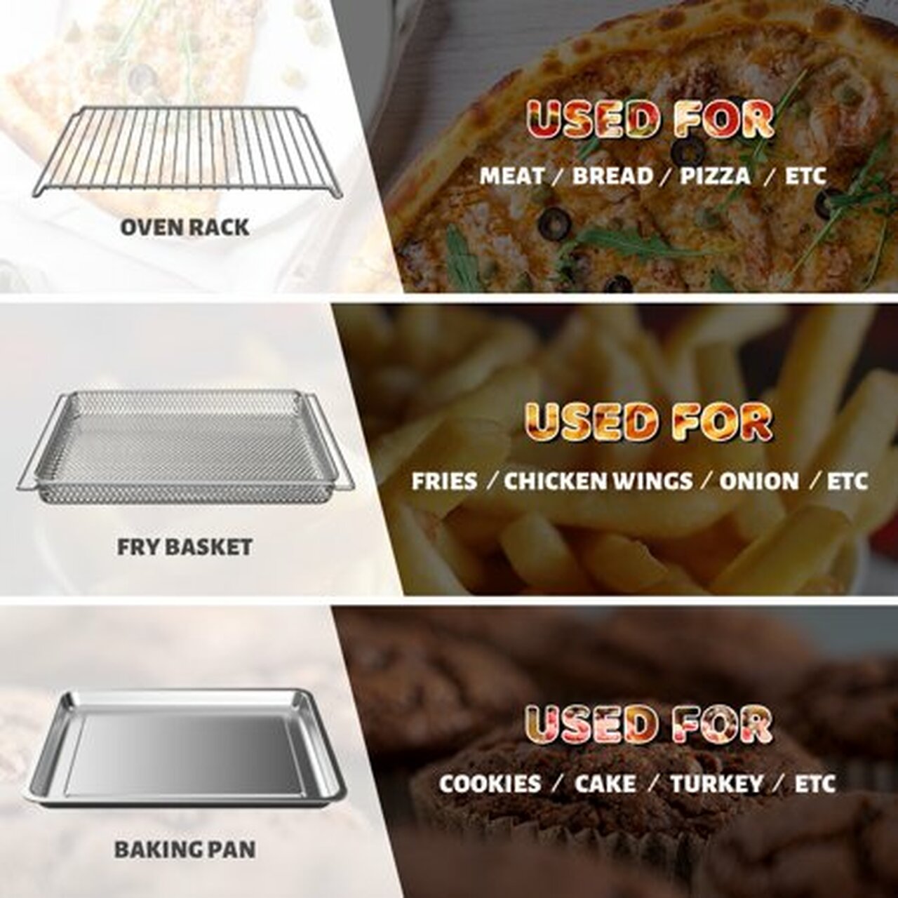 Smart Air Fryer Oven, 1800 W Stainless Steel 26.4 QT Super Big Capacity Toaster Oven with Practical Accessories