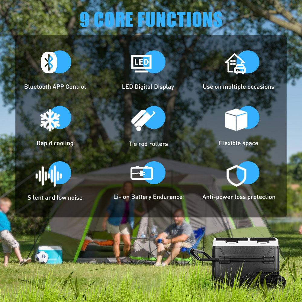 50L Dual Zone Portable Refrigerator With Battery 12V For Car
