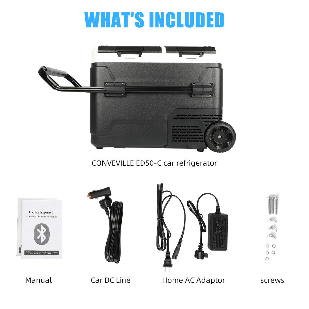 50L Dual Zone Portable Refrigerator With Battery 12V For Car