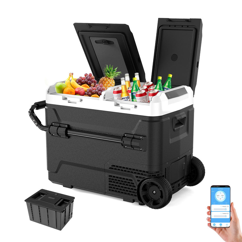 50L Dual Zone Portable Refrigerator With Battery 12V For Car