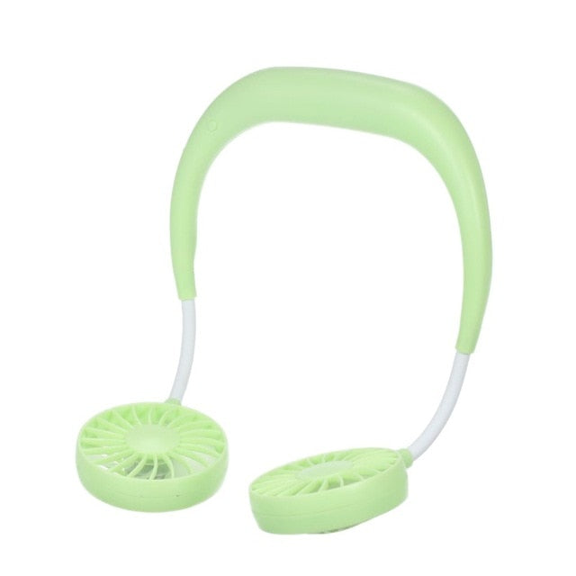 USB Rechargeable Wearable Portable Hand Free Neckband Fan Personal Mini Neck Double Fans 3 Speed Adjustable for Ourdoor