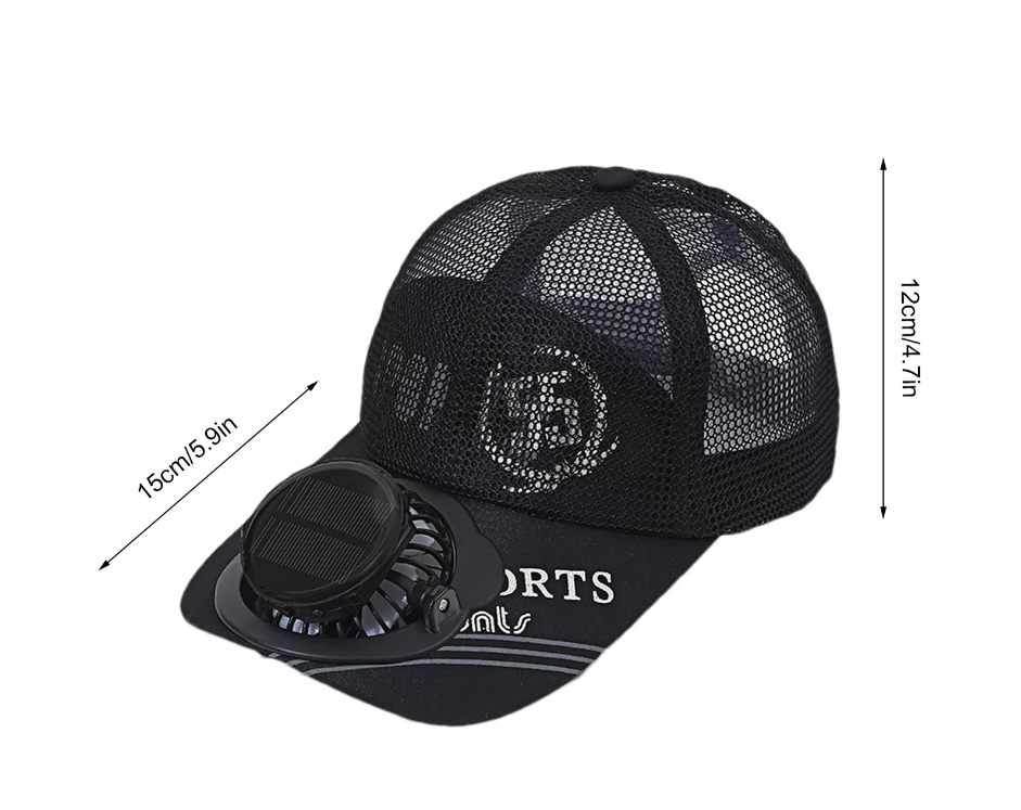 Wide Brim Solar Fan Hat w/ 2 Fans (Available in Cap too)