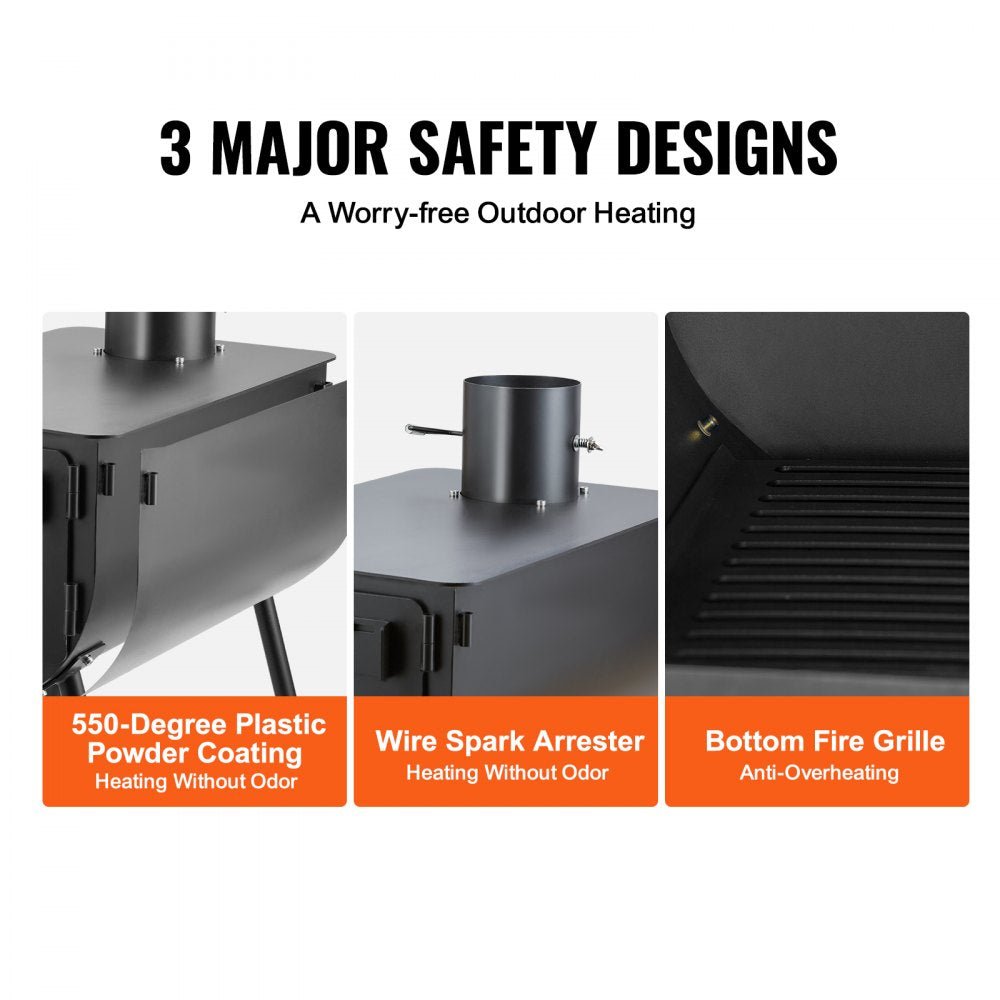 Portable Wood Stove Kit – Heavy-Duty Outdoor Camp Stove with 9 Accessories