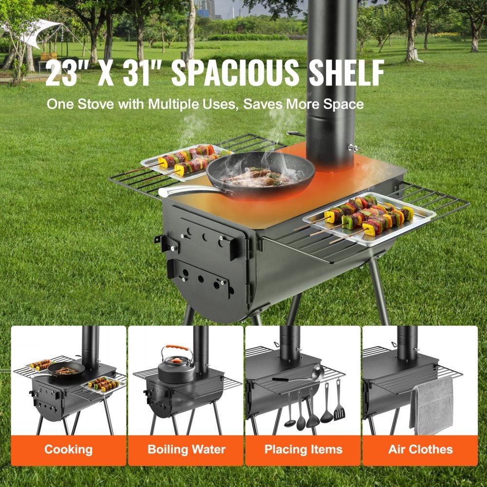 Portable Wood Stove Kit – Heavy-Duty Outdoor Camp Stove with 9 Accessories