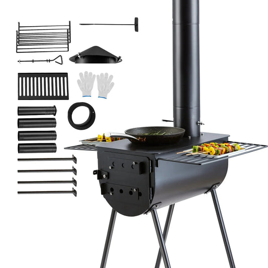 Portable Wood Stove Kit – Heavy-Duty Outdoor Camp Stove with 9 Accessories