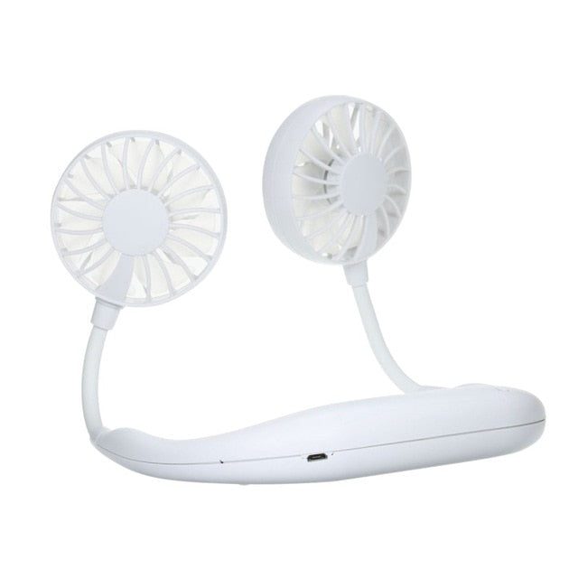 USB Rechargeable Wearable Portable Hand Free Neckband Fan  Personal Mini Neck Double Fans 3 Speed Adjustable for Ourdoor